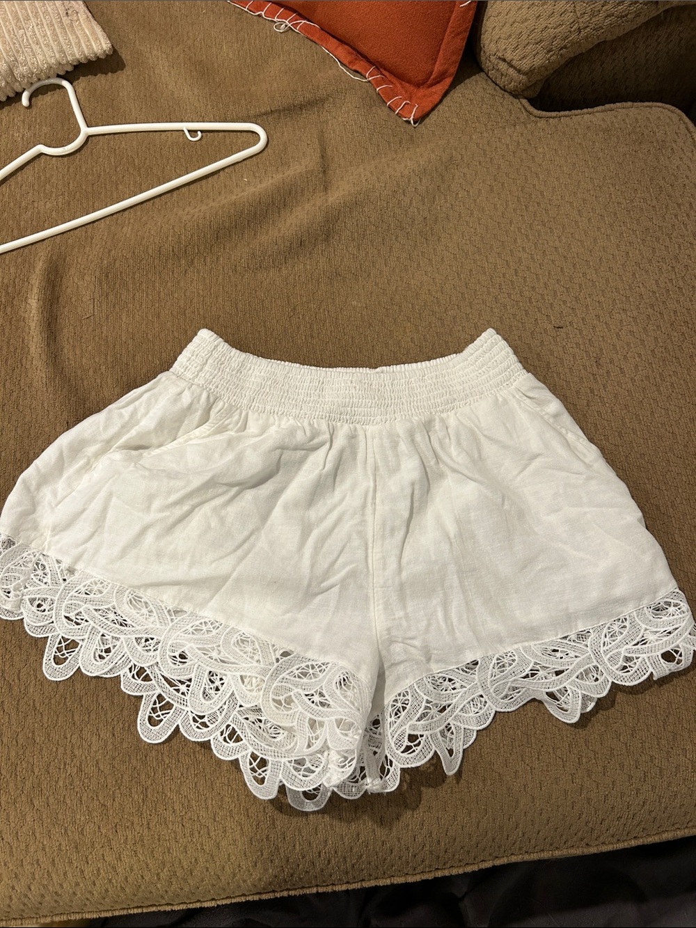 American Eagle Outfitters White Smocked Waist Shorts